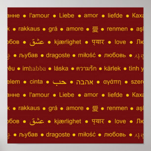 Liebe internationale Wörter Poster