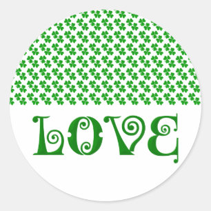 Liebe irische Shamrocks Kleeblatt Runder Aufkleber