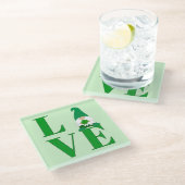 Liebe Irish Gnome Glasuntersetzer (Schrägansicht)