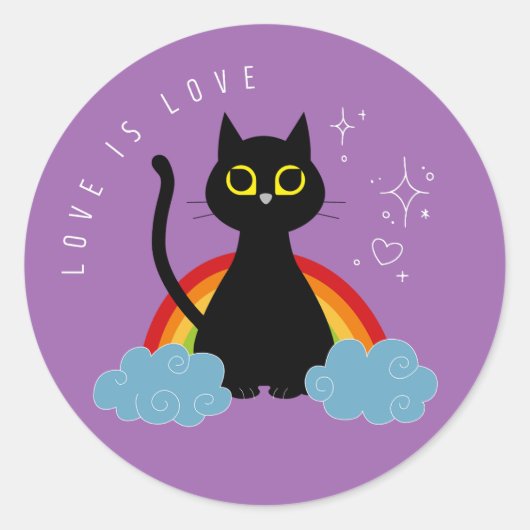 LIEBE IS LIEBE - Rainbow Black Cat Sticker (Vorderseite)