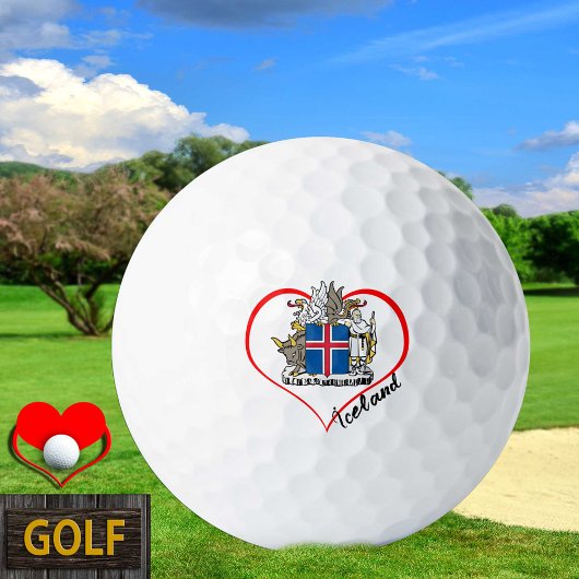 Liebe Island Golf Balls, isländische Flagge, Herz Golfball