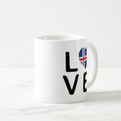 Liebe - isländische Flagge Kaffeetasse (VorderseiteRechts)