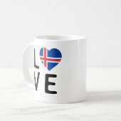 Liebe - isländische Flagge Kaffeetasse (Vorderseite Links)