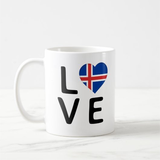Liebe - isländische Flagge Kaffeetasse (Links)