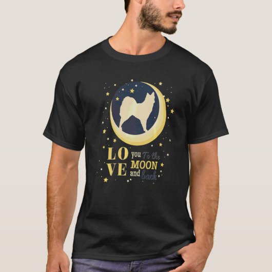 Liebe isländischer Schafhund zum Mond T-Shirt (Vorderseite)