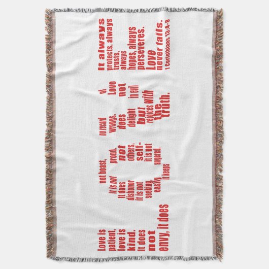 Liebe ist... 1 Korinther 13:4-8 Bibelverse Decke (Vorderseite Vertikal)