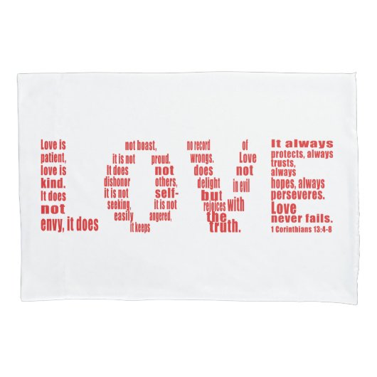 Liebe ist... 1 Korinther 13:4-8 Bibelverse Kissenbezug (Vorderseite-Links)