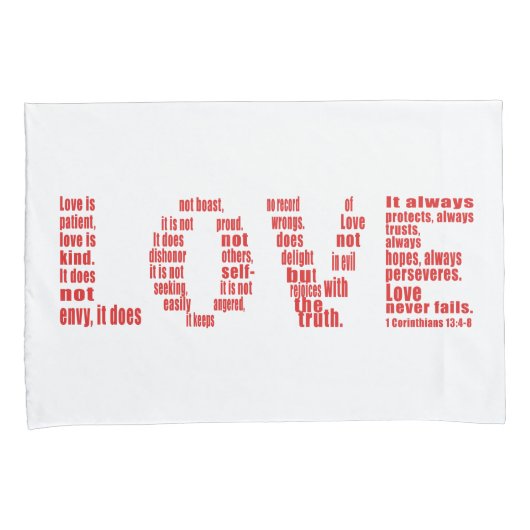 Liebe ist... 1 Korinther 13:4-8 Bibelverse Kissenbezug (Vorderseite-Rechts)