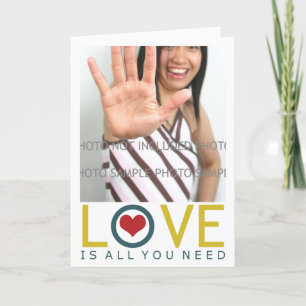 Liebe ist alle, die Sie Bild-Karten-Schablone Feiertagskarte