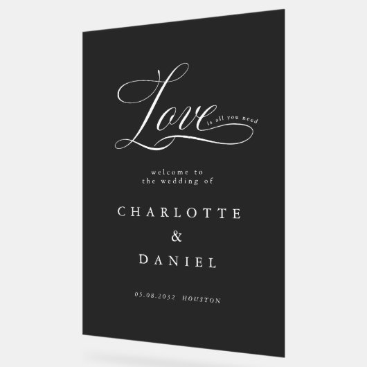 Liebe ist alles, was du brauchst! Elegant, Hochzei Acrylschild (Winkel)