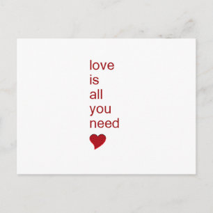 Liebe ist alles, was Sie brauchen Postkarte
