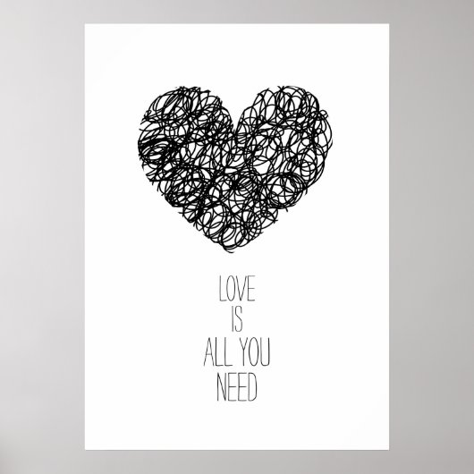 Liebe ist alles, was Sie brauchen Schwarzes Valent Poster (Vorne)