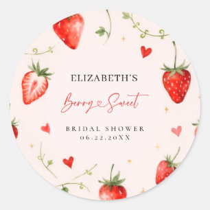 Liebe ist Berry Sweet Erdbeer-Themen-Brautparty Runder Aufkleber