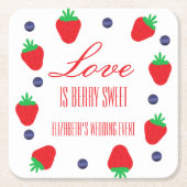 Liebe ist Berry Sweet Fruit Brautparty Rechteckiger Pappuntersetzer (Vorderseite)