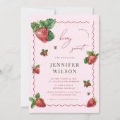 Liebe ist Berry Sweet Pink Strawberry Brautparty Einladung (Vorderseite)