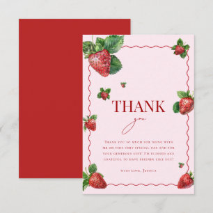 Liebe ist Berry Sweet Rosafarbene Erdbeer-Hochzeit Dankeskarte