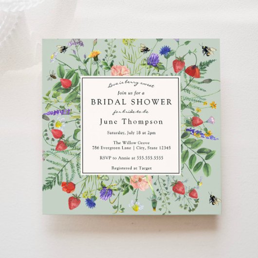 Liebe ist Berry Sweet Wildblume Brautparty Einladung