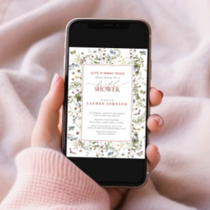 Liebe ist Berry Sweet Wildblume Rotes Brautparty Einladung