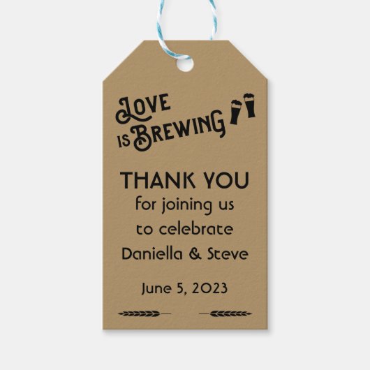 Liebe ist Bierbrauerei Gefallen Brautparty Geschenkanhänger (Vorderseite)