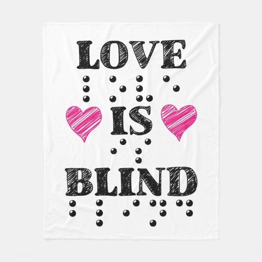 Liebe ist Blind Braille Hearts Fleecedecke (Vorderseite)