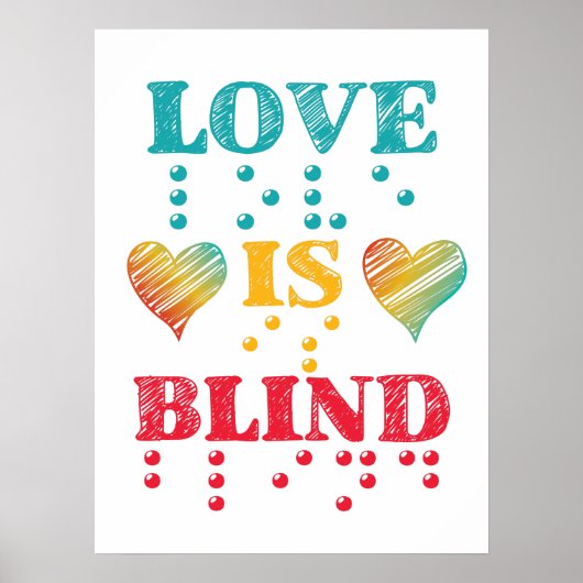 Liebe ist Blind Braille Hearts Poster (Vorne)
