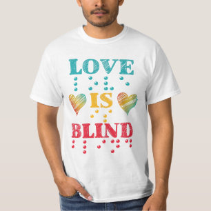Liebe ist Blind Braille Hearts T-Shirt