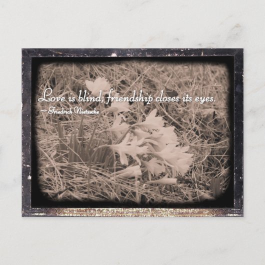 Liebe ist blind, Freundschaft schließt die Augen Postkarte (Vorderseite)