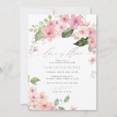 Liebe ist Bloom Pink Sakura Blume Brautparty Einladung (Vorderseite)