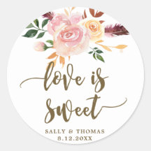 Liebe ist blühend-blütenrosa Gustenaufkleber