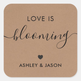 Liebe ist blühender Sticker, Blume-Tag, Hochzeit, Quadratischer Aufkleber