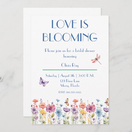 Liebe ist blühendes Brautparty Einladung (Vorne/Hinten)