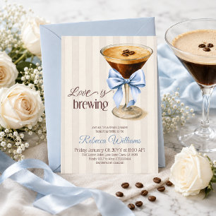 Liebe ist Brauen Blue Stripe Coffee Brautjungfernp Einladung