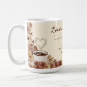 Liebe ist Brauen Brown Floral Heart Hochzeitsdusch Kaffeetasse (Links)