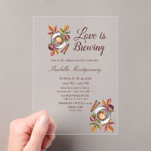 Liebe ist Brauen Herbstkaffee Brautparty Acryleinladungen