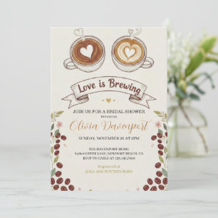 Liebe ist Brauen Kaffee Handgezeichnete Brautparty Einladung
