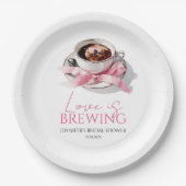 Liebe ist Brauen Kaffee Rosa Schleife Brautparty Pappteller (Vorderseite)