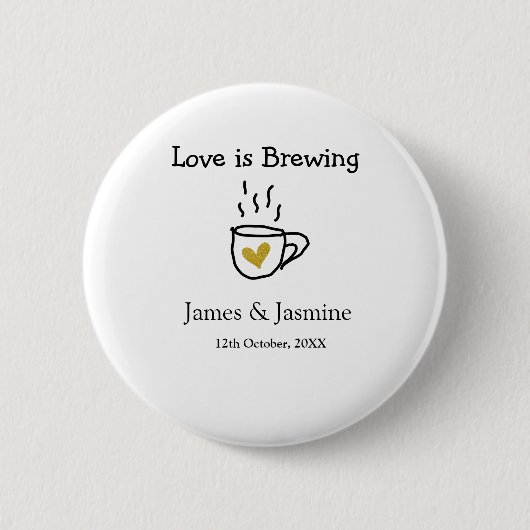 Liebe ist Brauen Kaffee Tasse Gold Herznamen Button (Vorderseite)