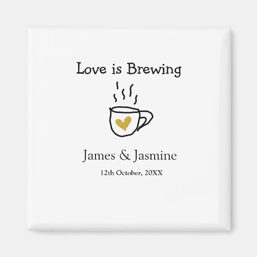 Liebe ist Brauen Kaffee Tasse Gold Herznamen Magnet (Vorne)