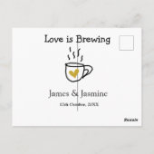 Liebe ist Brauen Kaffee Tasse Gold Herznamen Postkarte (Rückseite)