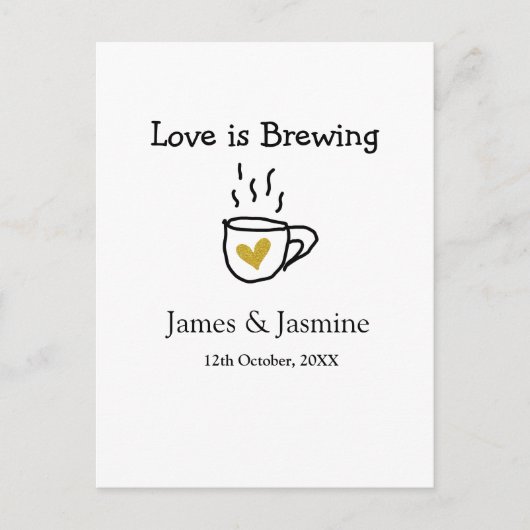 Liebe ist Brauen Kaffee Tasse Gold Herznamen Postkarte (Vorderseite)