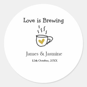 Liebe ist Brauen Kaffee Tasse Gold Herznamen Runder Aufkleber