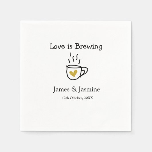 Liebe ist Brauen Kaffee Tasse Gold Herznamen Serviette (Vorderseite)