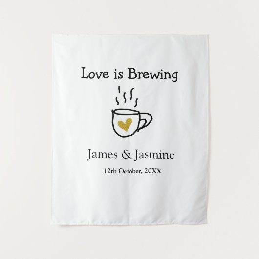 Liebe ist Brauen Kaffee Tasse Gold Herznamen Wandteppich (Vorderseite)