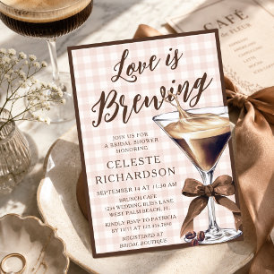 Liebe ist Brauende Bow Espresso Martini Brautjungg Einladung