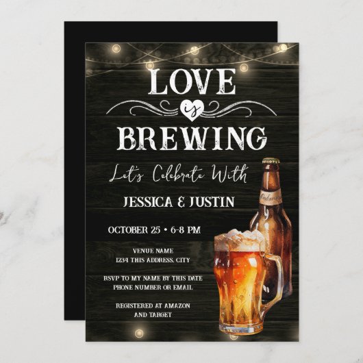 Liebe ist Braukolonne Dusche Einladung (Vorne/Hinten)