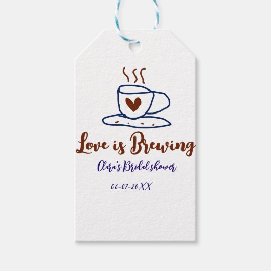 Liebe ist braun blaues Brautparty hinzufügen Namen Geschenkanhänger (Vorderseite)