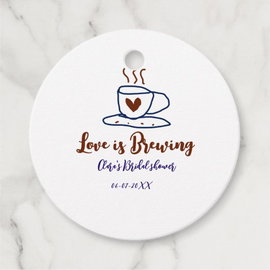 Liebe ist braun blaues Brautparty hinzufügen Namen Geschenkanhänger (Vorderseite)