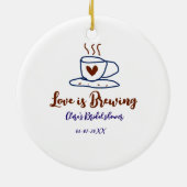 Liebe ist braun blaues Brautparty hinzufügen Namen Keramik Ornament (Hinten)