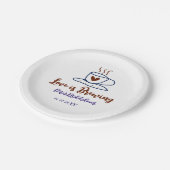 Liebe ist braun blaues Brautparty hinzufügen Namen Pappteller (Schrägansicht)