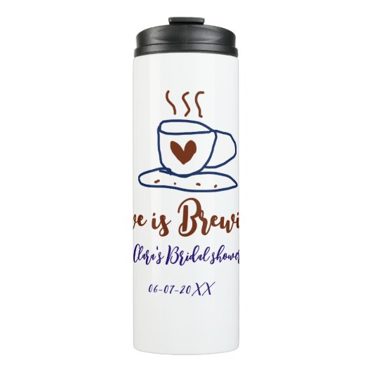 Liebe ist braun blaues Brautparty hinzufügen Namen Thermosbecher (Vorderseite)